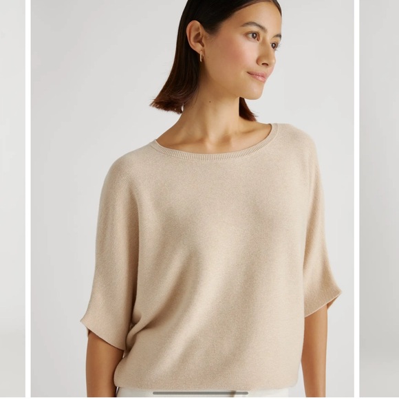 NWT QUINCE Lightweight Cotton Cashmere LinkStitch Dolman Sweater Oatmeal XL 2408 - Picture 8 of 12